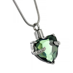 Green Heart Gemstone Cremation Jewelry