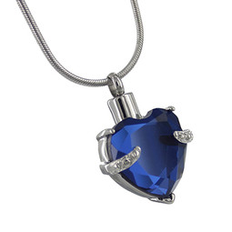 Blue Heart Gemstone Cremation Jewelry