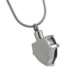Back View- Blue Heart Gemstone Cremation Jewelry