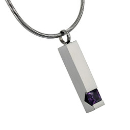 Pillar with Purple Gemstone Cremation Jewelry