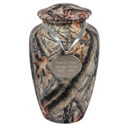 Lost Camo Cremation Urn - Optional Engraved Urn Pendant