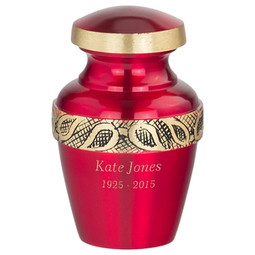 Ruby Red Keepsake Urn with Direct Engraving Sample