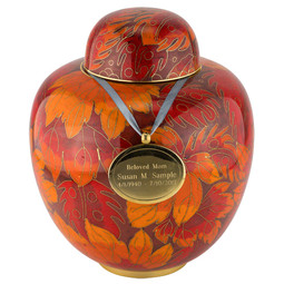 Fall Leaf Cloisonne Urn - Shown with Pendant Option