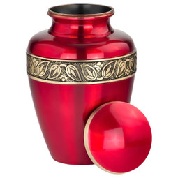 Ruby Red Brass Urn - Shown with Lid Off