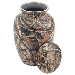 Lost Camo Cremation Urn- Medium - Shown with Lid Off