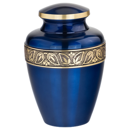 Sapphire Blue Brass Urn with Direct Engraving Sample