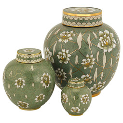 Pear Blossom Cloisonne Keepsake Urn - Shown with Matching Collection - All Sold Separately