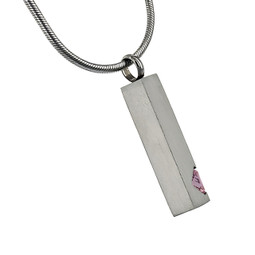 Alternate View - Pillar with Pink Gemstone Cremation Jewelry