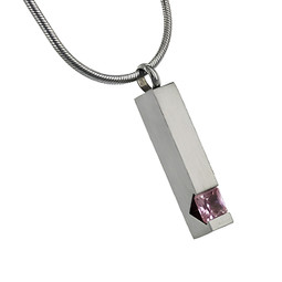 Pillar with Pink Gemstone Cremation Jewelry