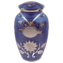 Grace Lavender Blue Brass Urn - Shown with Pendant Option
