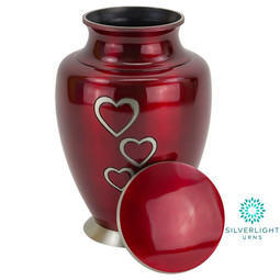 Loving Hearts Brass Urn - Shown with Lid Off