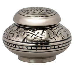 Leaves of Silver Round Keepsake Urn