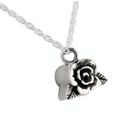 Small Rose Cremation Jewelry Pendant and Chain