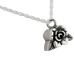 Back View - Small Rose Cremation Jewelry Pendant
