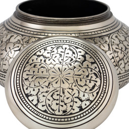 Design Detail - Leaves of Silver Round Urn - Medium