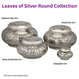 Leaves of Silver Round Urn Collection - Pieces Sold Separately