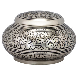 Leaves of Silver Round Urn - Small