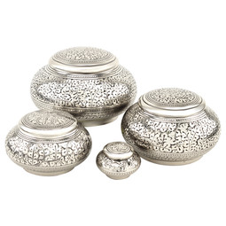 Leaves of Silver Round Urn Collection - Pieces Sold Separately