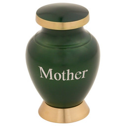 Strong Tree Brass Keepsake Urn - Shown with Optional Direct Engraving Sample