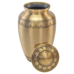 Band Of Hearts Gold Brass Urn - Shown with Lid Off