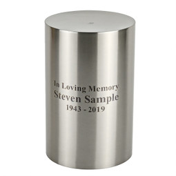 Stainless Steel Silver Cylinder Urn - Optional Engraving