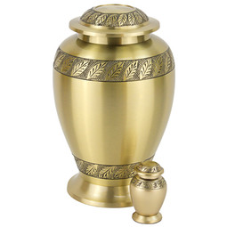 Golden Leaves Keepsake Urn with Matching Adult Size Urn (Sold Separately)