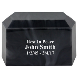 Versa Onyx Cultured Marble Urn shown with Optional Engraving
