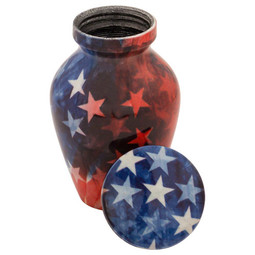 Stars and Stripes Keepsake Urn with Lid Off