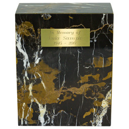 Tower King Gold Marble Urn with Optional Engraved Plate