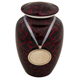 Red Tiger Eye Aluminum Urn - Medium shown with Optional Urn Pendant