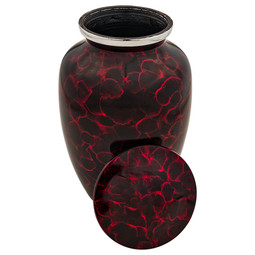 Red Tiger Eye Aluminum Urn - Medium shown with Lid Off