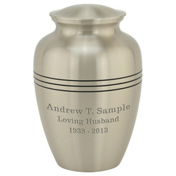 Three Bands Pewter Brass Urn Extra Large - Shown with Engraving Sample