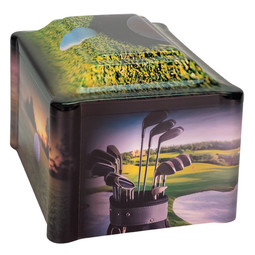 Golf Panoramic Cremation Urn - Side View Golf Panoramic Cremation Urn - Side View