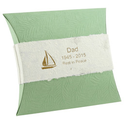 Journey Biodegradable Urn in Fern - Shown with Optional Engraving