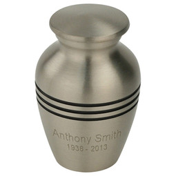 Three Bands Pewter Keepsake Urn - Shown with Optional Direct Engraving