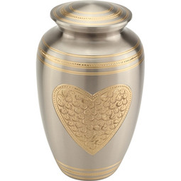 Embossed Heart Brass Urn