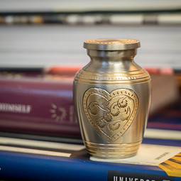 Embossed Heart Brass Keepsake Urn