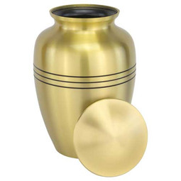 Classic Three Bands Gold Urn - Extra Large - Shown with Lid Off