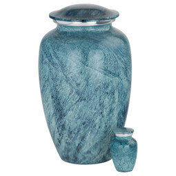 Aqua Harbor Keepsake Urn with Matching Adult Size Urn (Sold Separately)