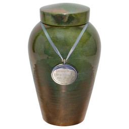 Honey Raku Ceramic Cremation Urn - Shown with Pendant Option