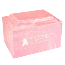 Pink Classic Cultured Marble Urn - Direct Engraved Sample Pink Classic Cultured Marble Urn - Direct Engraved Sample