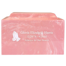 Pink Classic Cultured Marble Urn - Direct Engraved Sample Pink Classic Cultured Marble Urn - Direct Engraved Sample