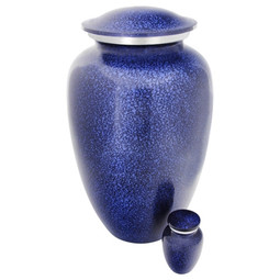 Cobalt Mist Urn - Shown with Matching Keepsake Urn (Sold Separately)