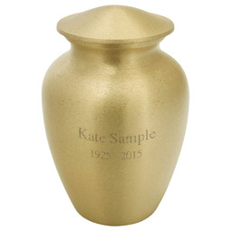 Classic Gold Cremation Urn - Extra Small with Sample Engraving