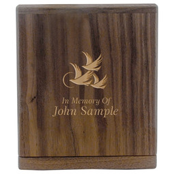 Briton Walnut Cremation Urn - Sample Engraving With Gold Fill