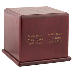 Kingston Wood Urn for Two - Shown with Optional Direct Engraving