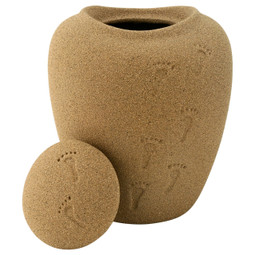 Oceane Sand Footprints Urn Lid Off