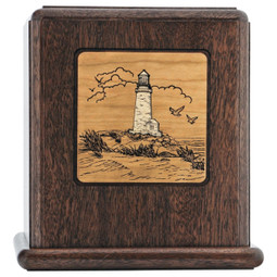 Lighthouse Scene Wood Cremation Urn