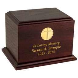 Choose A Medallion Wood Urn with Engraving Sample