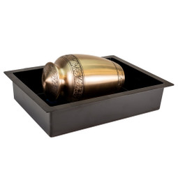 Crowne Urn Vault Single Black with Adult Size Cremation Urn (Urn Not Included)